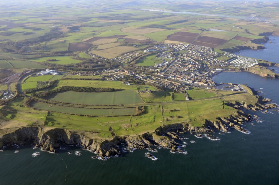 Looking west over the town with the golf course in the foreground