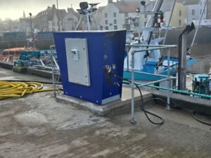 Eyemouth Harbour boosts operations with £166k investment  in ‘mega’ shore power upgrade, a new crane and Seabins.